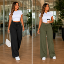 (Compre 1 e Leve 2) Calça Pantalona Mari em Malha de Seda Gelo e Poliéster