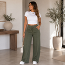 (Compre 2 e Leve 3) Calça Pantalona Mari em Malha de Seda Gelo e Poliéster